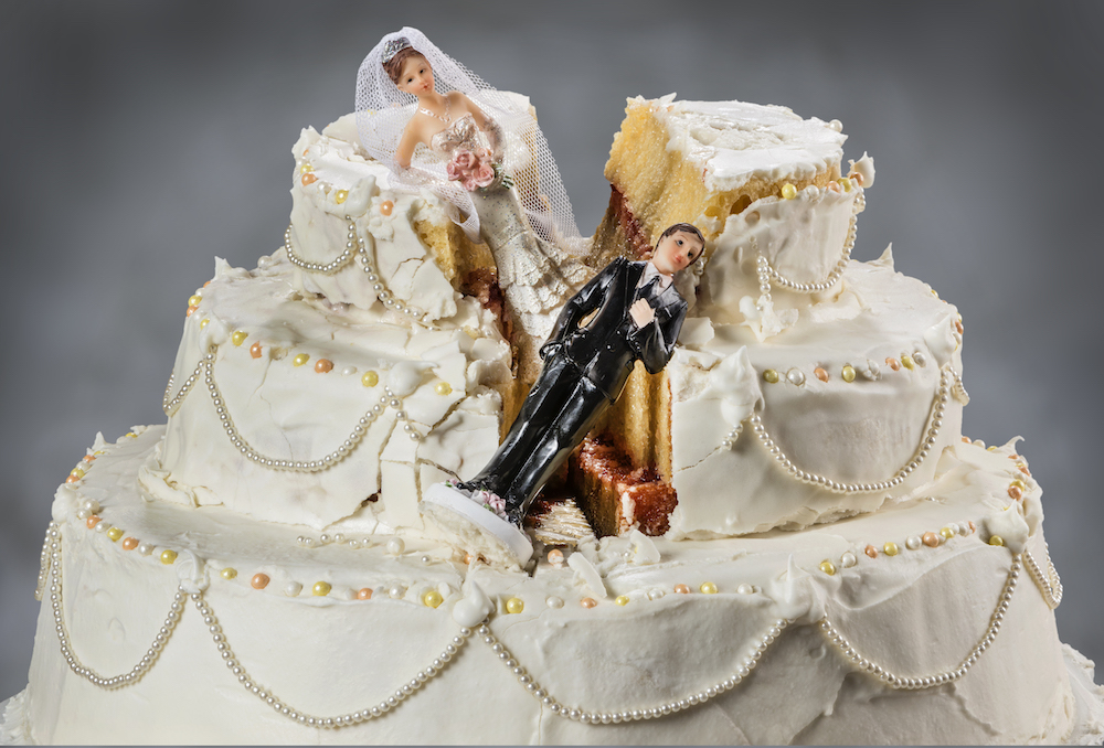 Smashed wedding cake