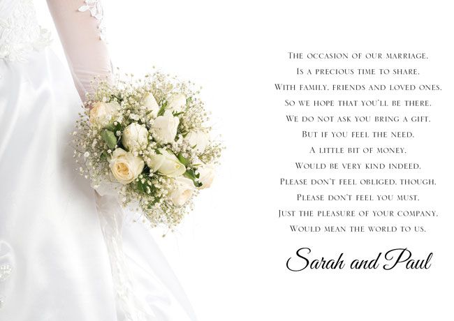 money gift wedding poem Ask for Money as a Wedding Gift With These Poem Cards